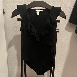 H&M Black Ruffled Bodysuit